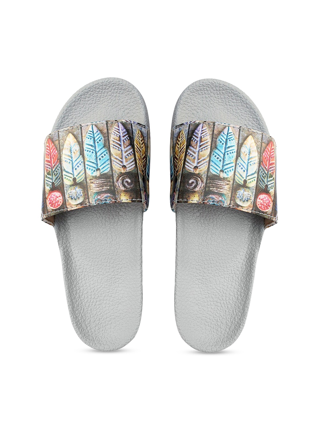 

FREECO Women Grey Printed Sliders