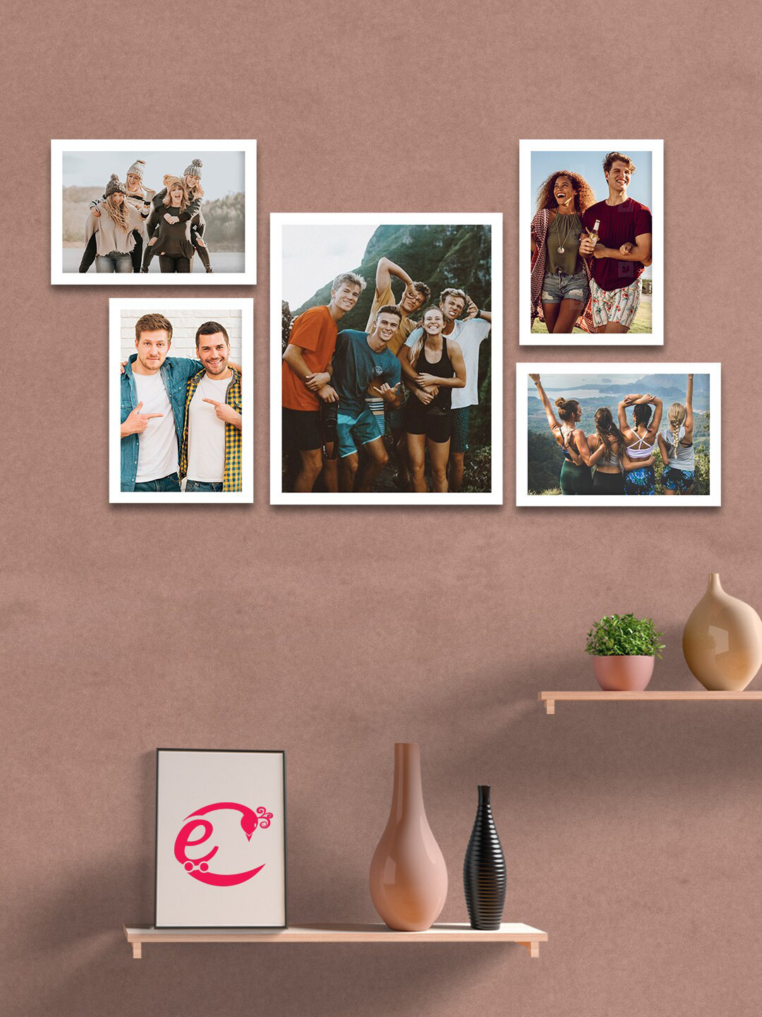 

eCraftIndia Set Of 5 White Solid Memory Wall Collage Photo Frames