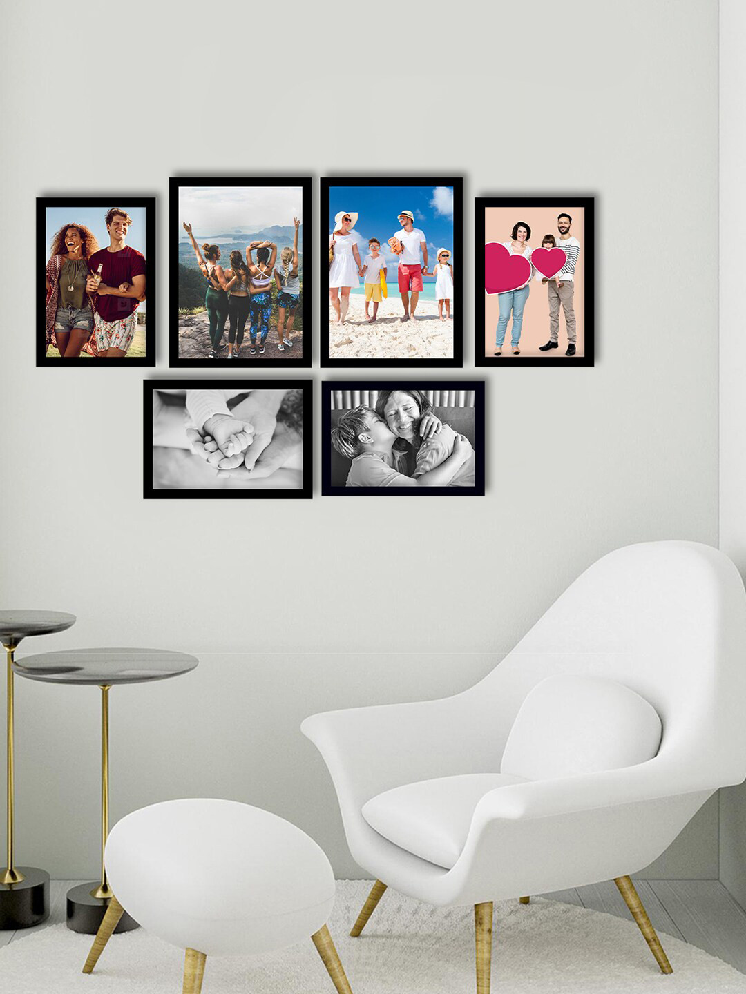 

eCraftIndia Set Of 6 Black Solid Memory Wall Collage Photo Frames