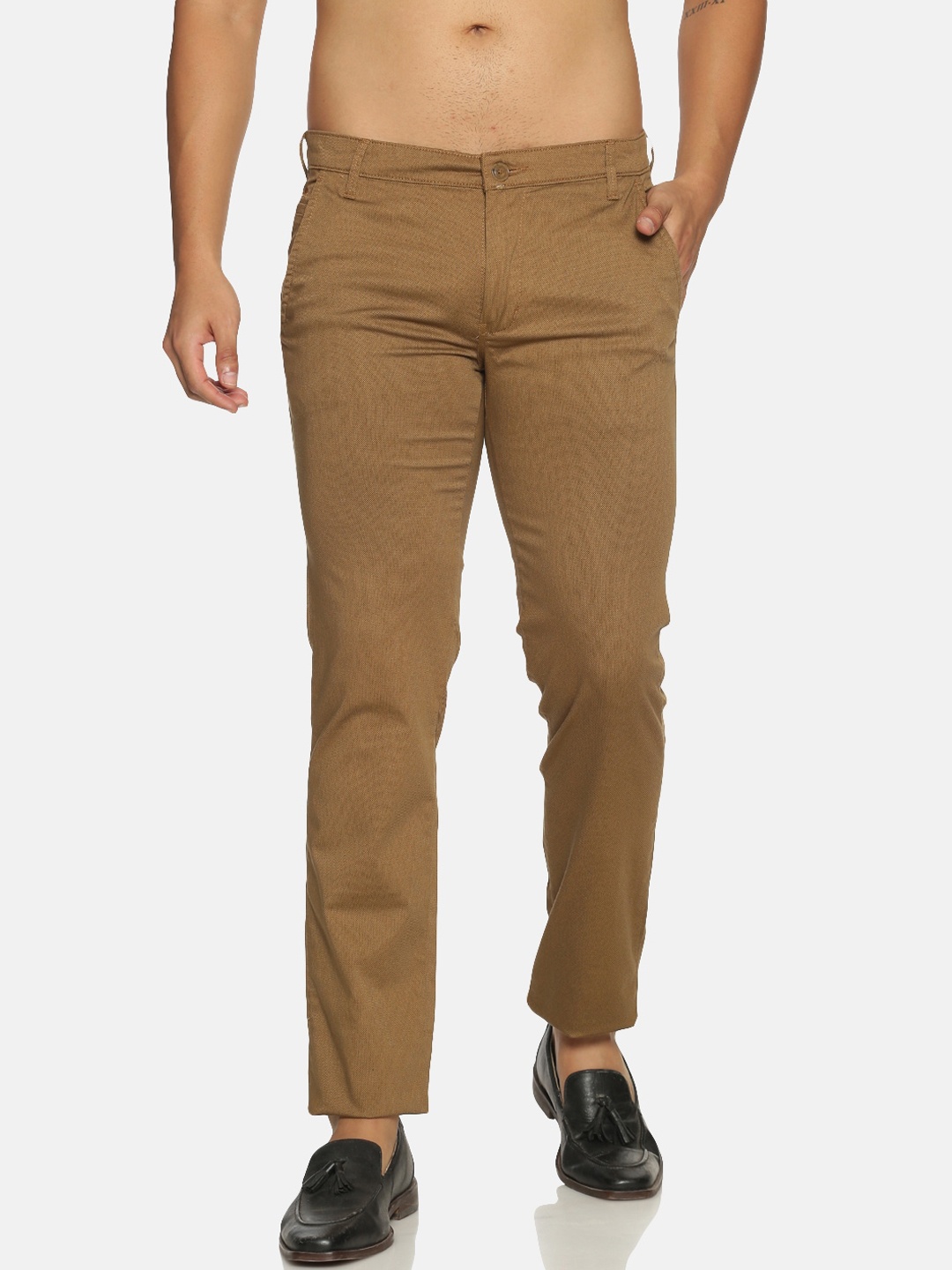 

Chennis Men Brown Slim Fit Solid Regular Trousers