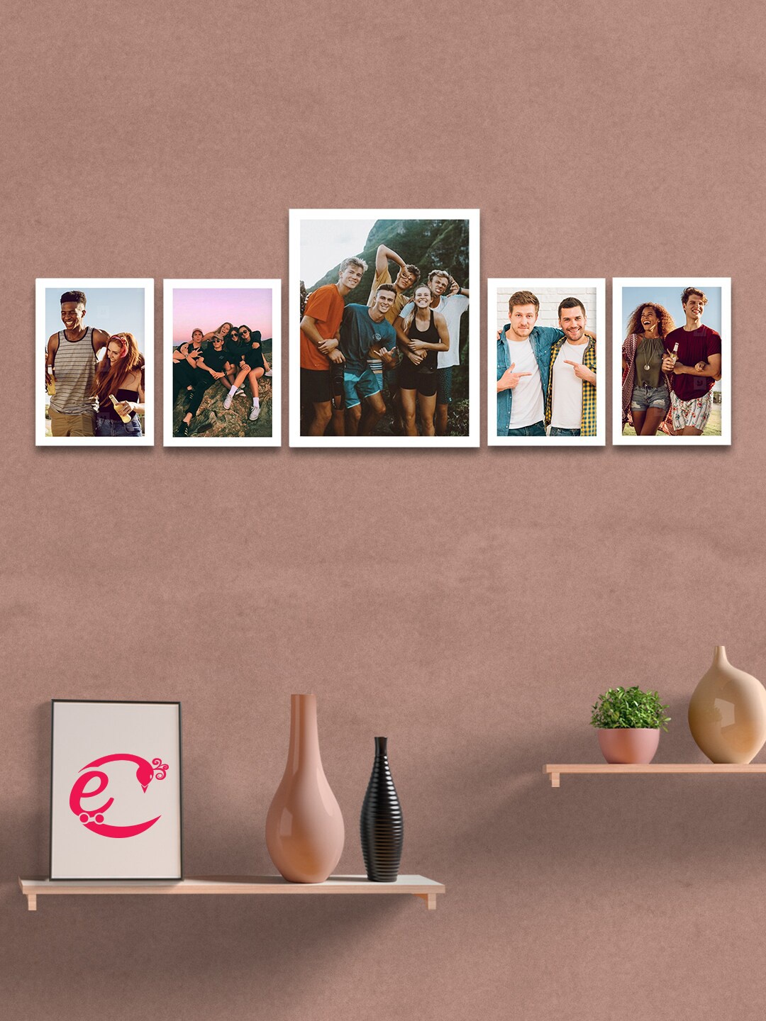 

eCraftIndia Set Of 5 White Solid Memory Wall Collage Photo Frames