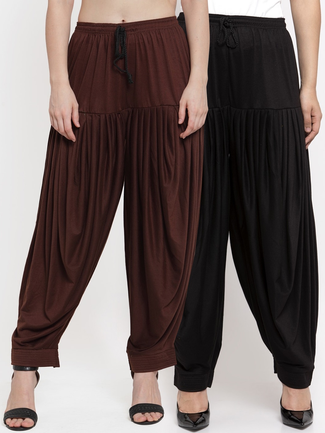 

GRACIT Women Pack Of 2 Solid Patialas, Black