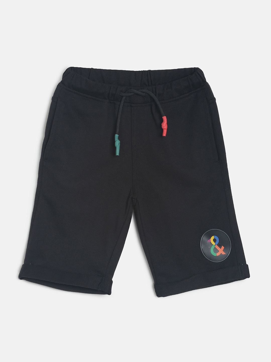 

TALES & STORIES Boys Black Solid Regular Fit Sports Shorts