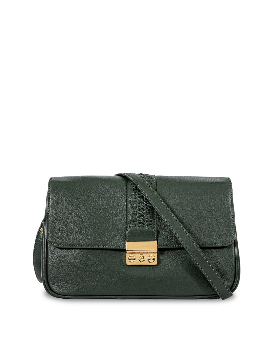 

Eske Green Solid Genuine Leather Sling Bag