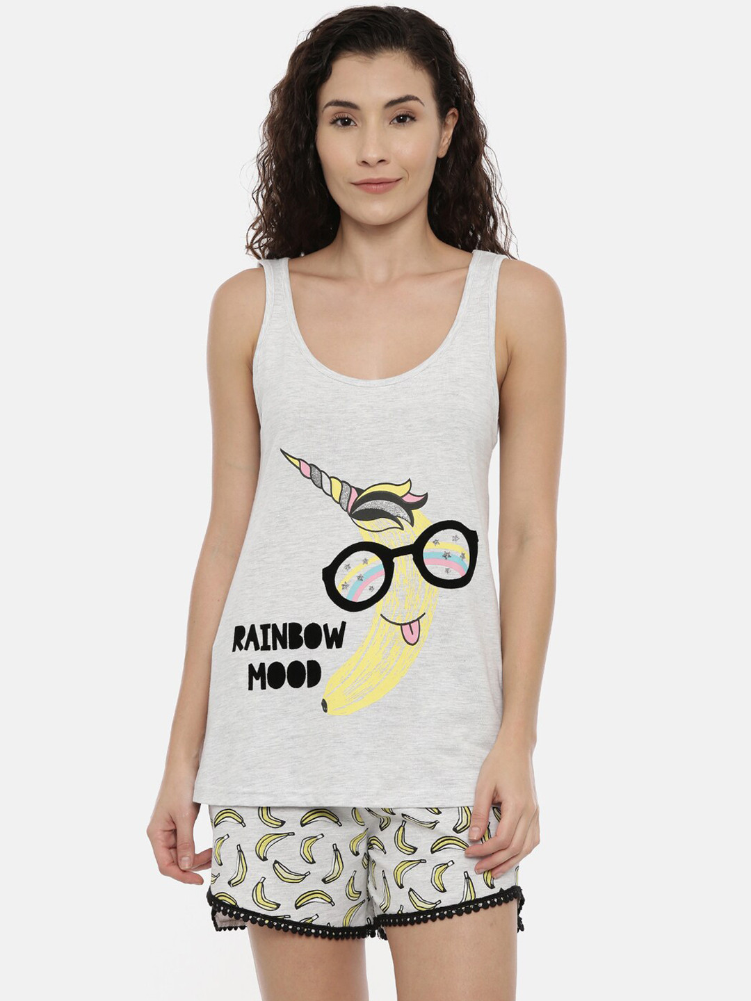 

Snarky Gal Women Grey Printed Night suit