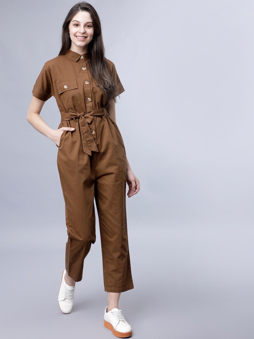 

Tokyo Talkies Women Brown Solid Basic Jumpsuit