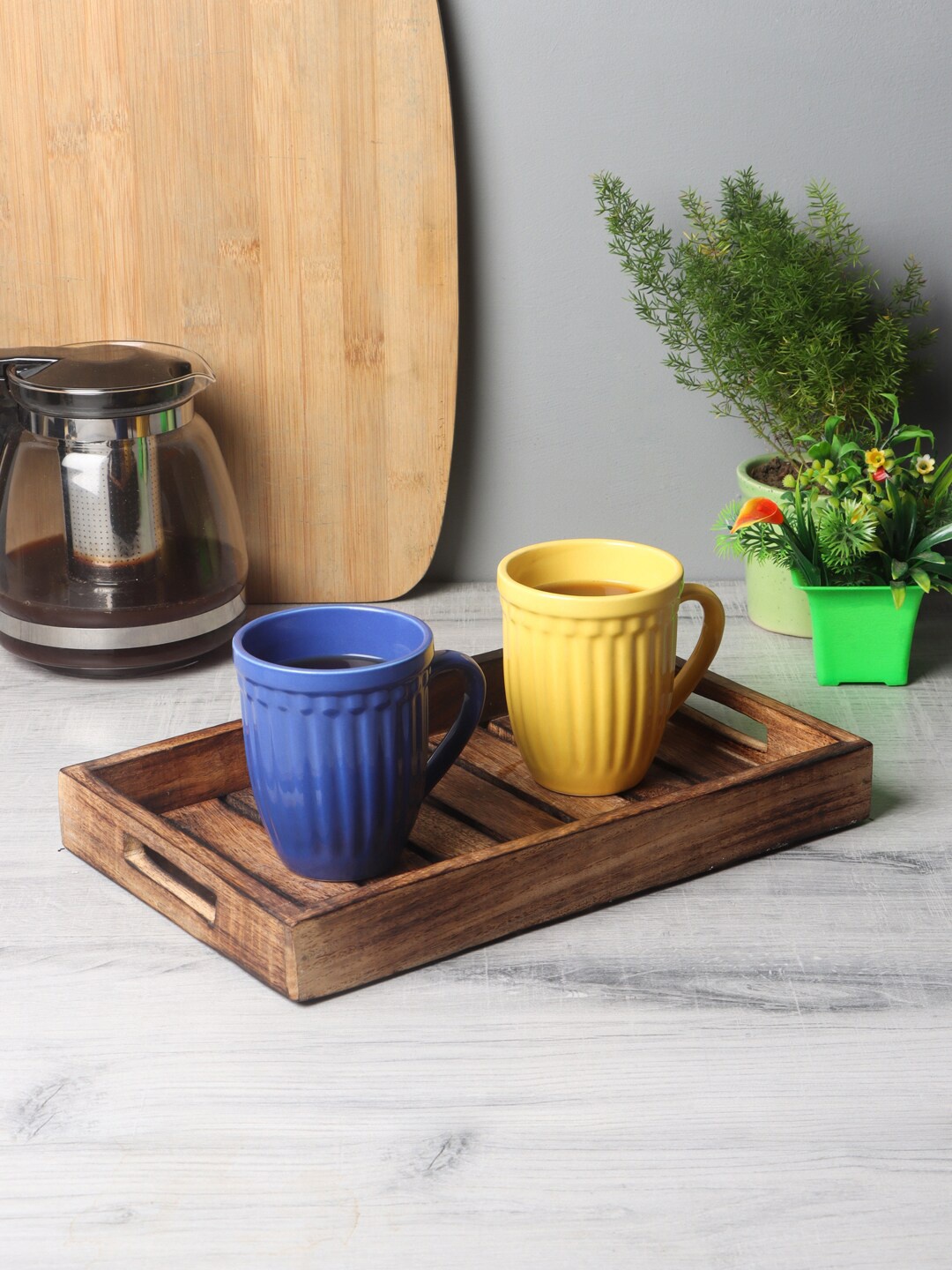 

CDI Brown Solid Set of 6 Ceramic Cups Set with Tray
