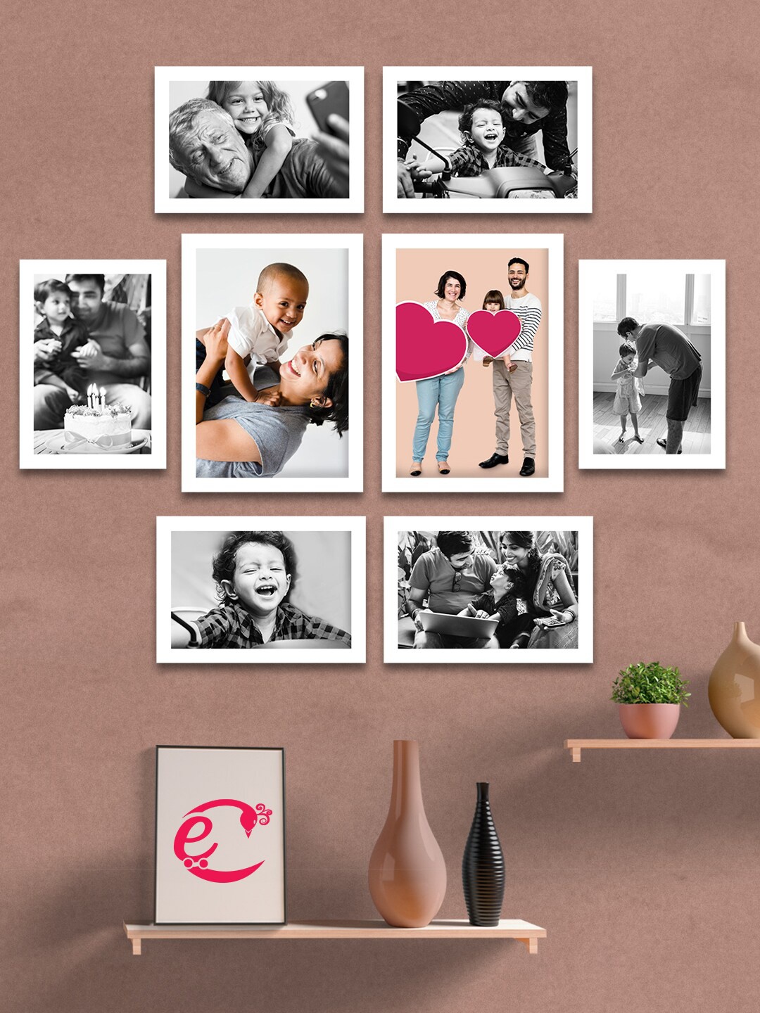 

eCraftIndia Set of 8 White Solid Rectangle Memory Wall Collage Photo Frames