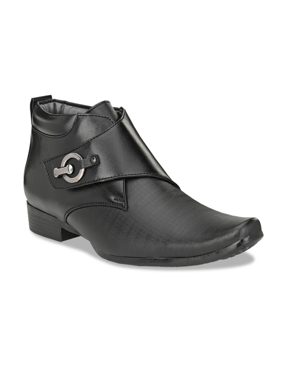 

aadi Men Black Textured Leather formal Derby Shoes