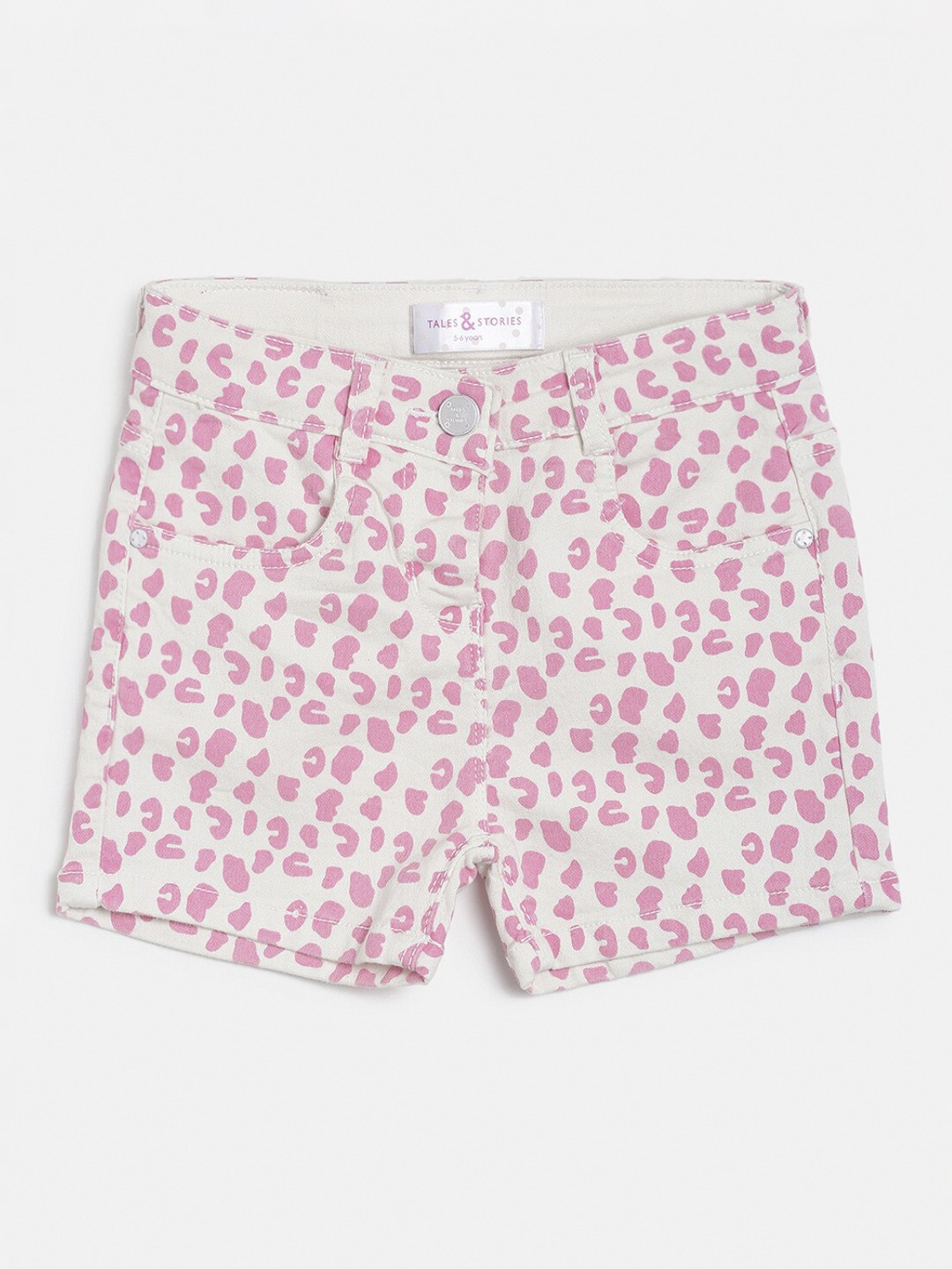 

TALES & STORIES Girls Pink Printed Regular Fit Regular Shorts
