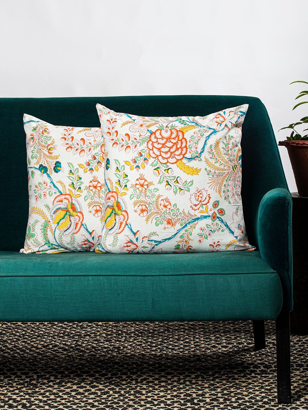 

Contrast Living Multicoloured Set of 2 Floral Square Cushion Covers, Multi