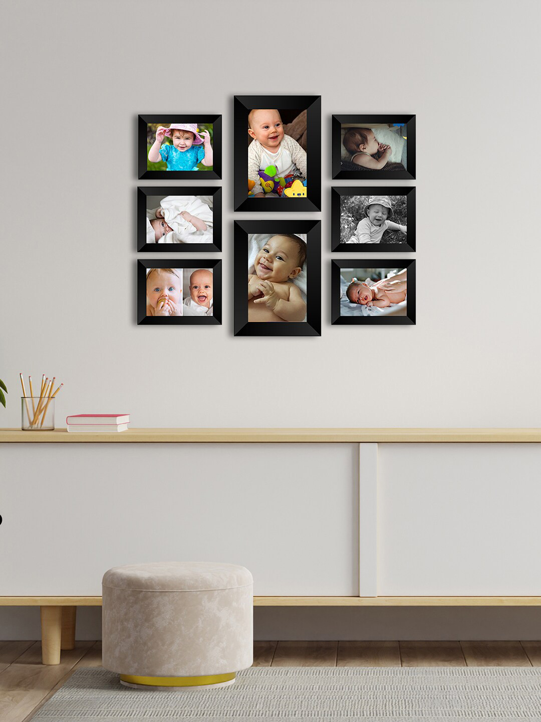 

eCraftIndia Set of 8 Black Solid Memory Wall Collage Photo Frames