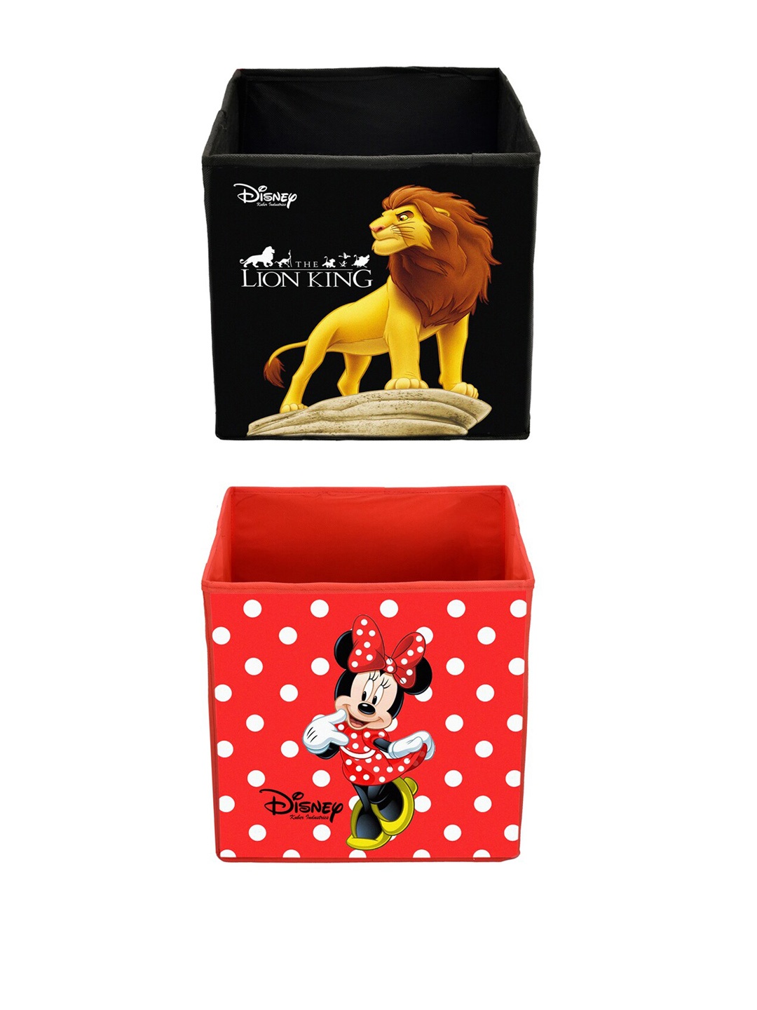 

Kuber Industries Set Of 2 Disney Printed Foldable Large Size Multi-Utility Sustainable Storage Cubes With Handle, Red