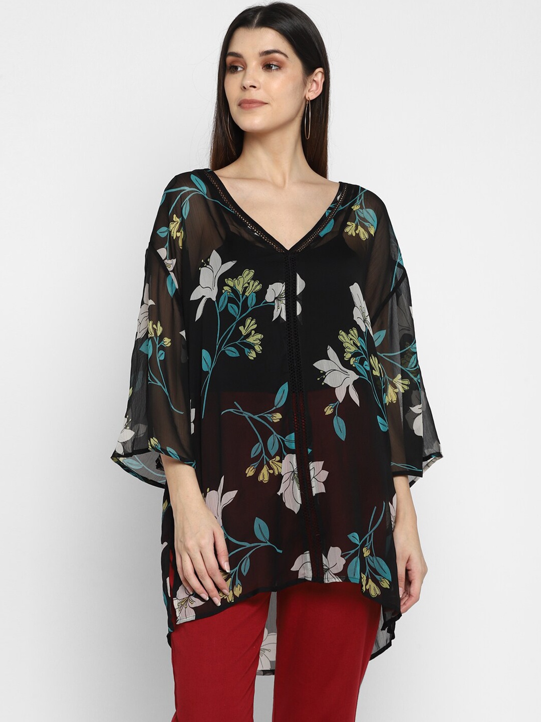 

Aditi Wasan Women Black Printed Kaftan Top