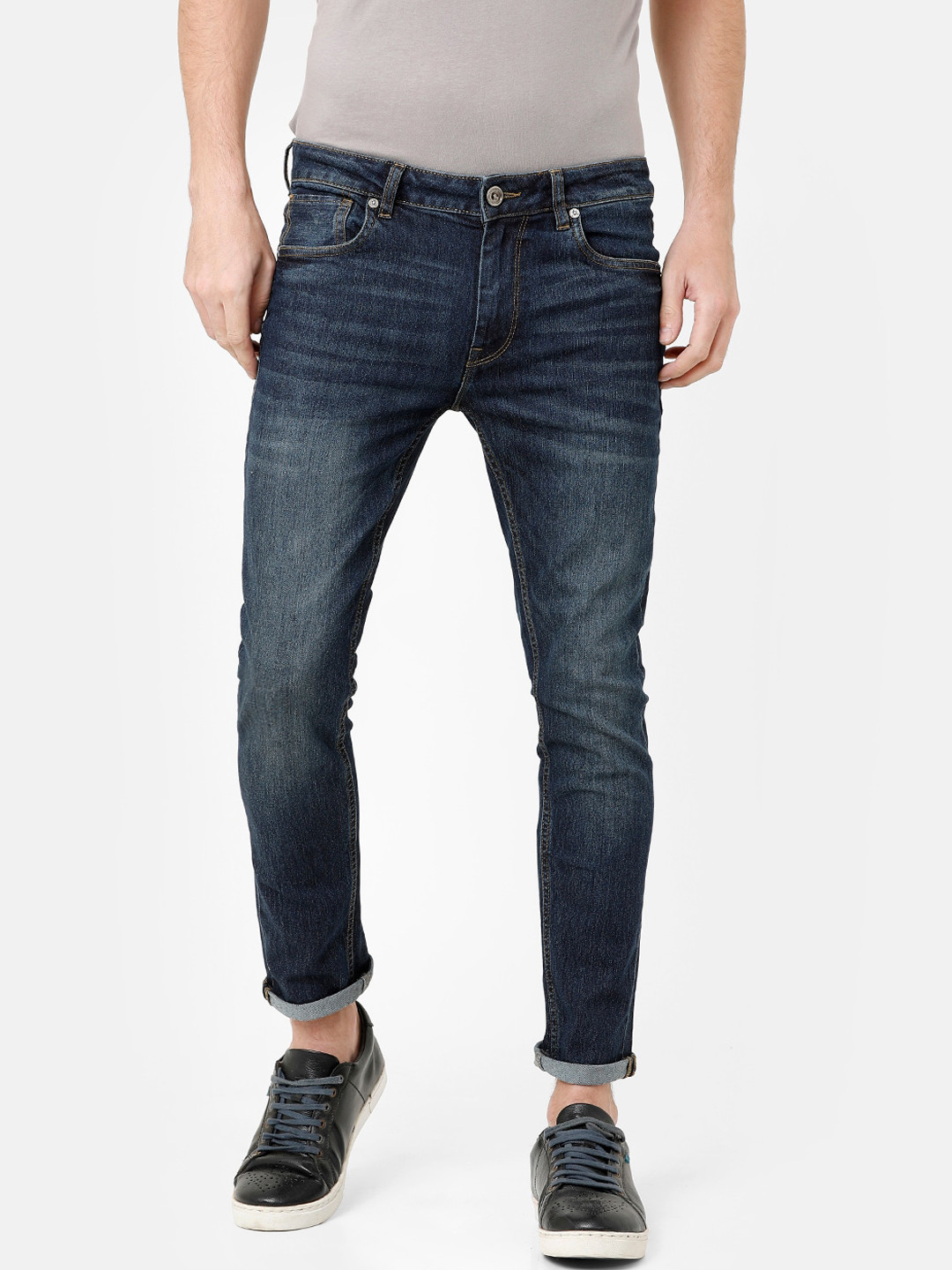 

Voi Jeans Men Navy Blue Skinny Fit Mid-Rise Clean Look Jeans