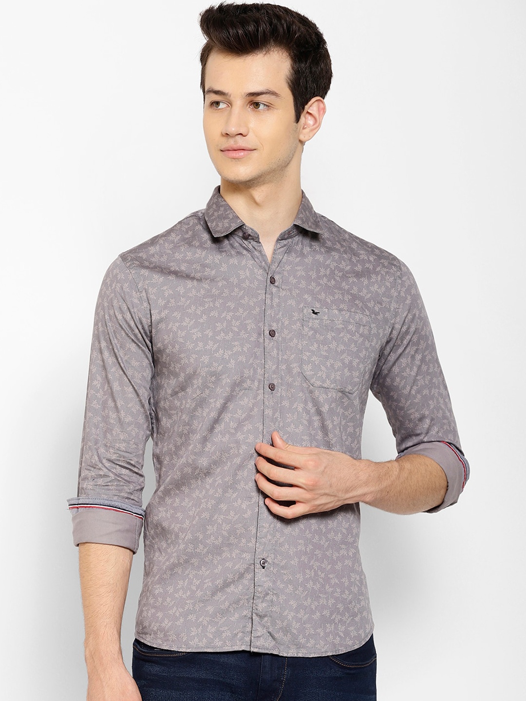 

cape canary Men Grey Regular Fit Printed Casual Shirt