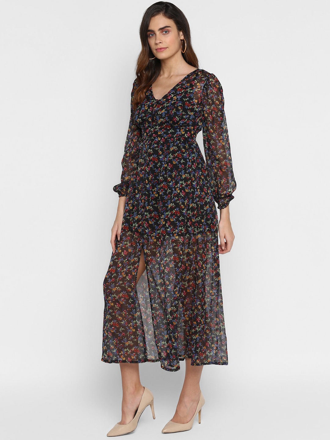 

HOUSE OF KKARMA Women Black Printed Fit and Flare Dress