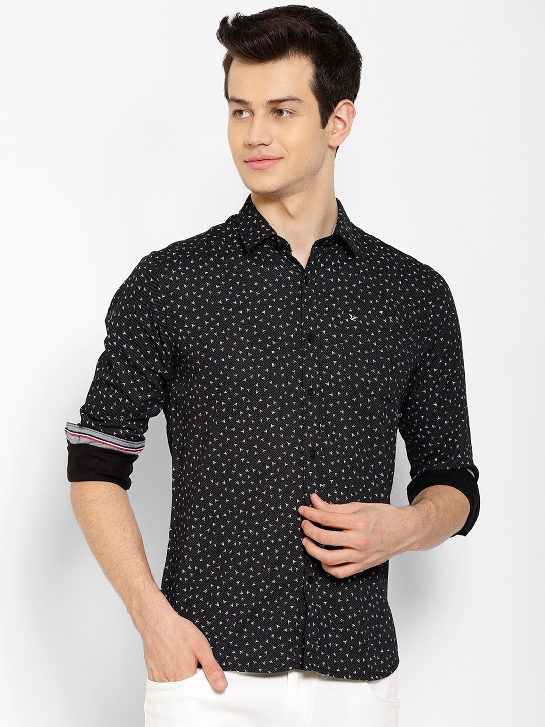 

cape canary Men Black & White Regular Fit Printed Casual Shirt