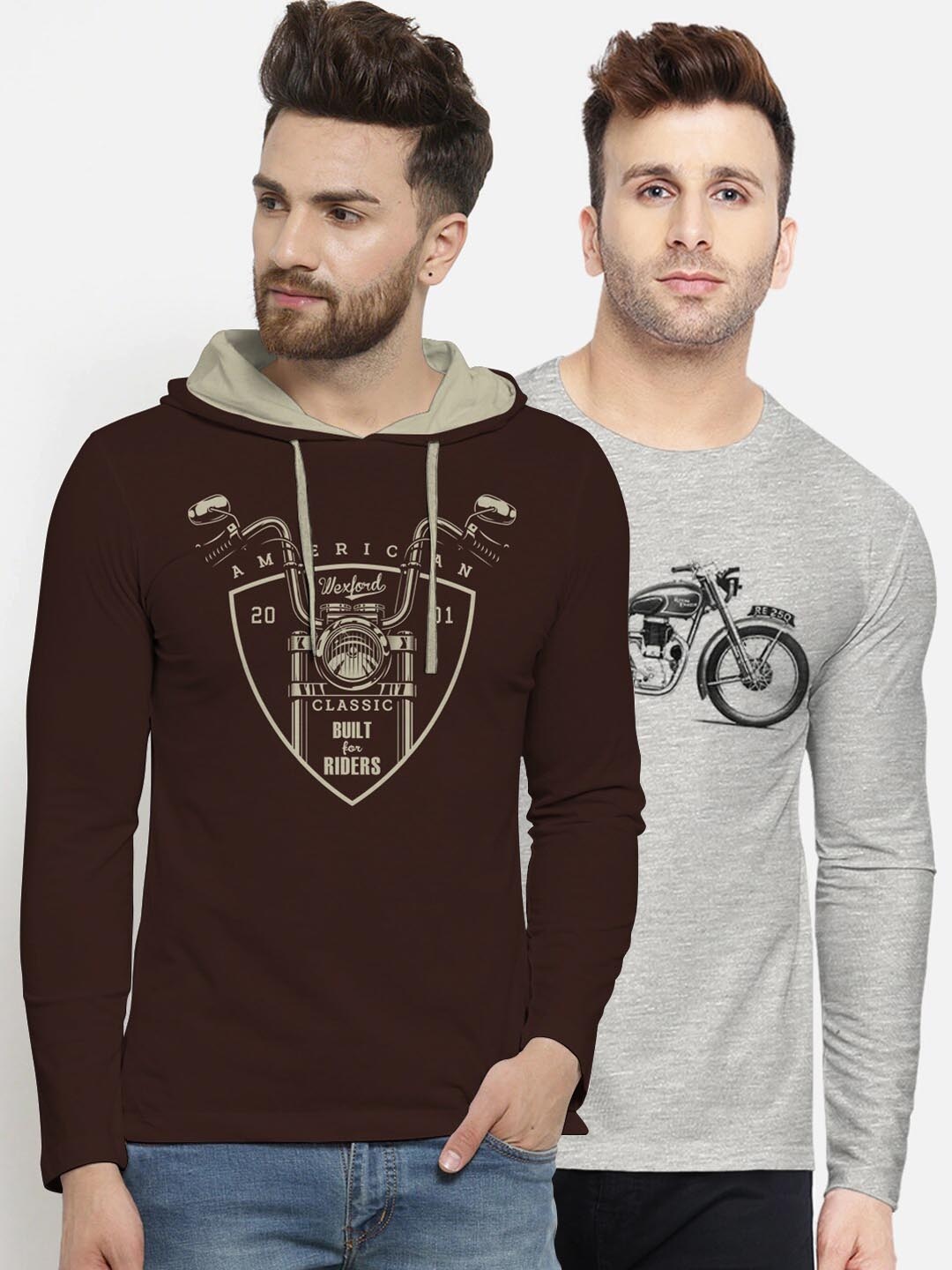 

BULLMER Men Pack Of 2 Printed T-shirts, Brown