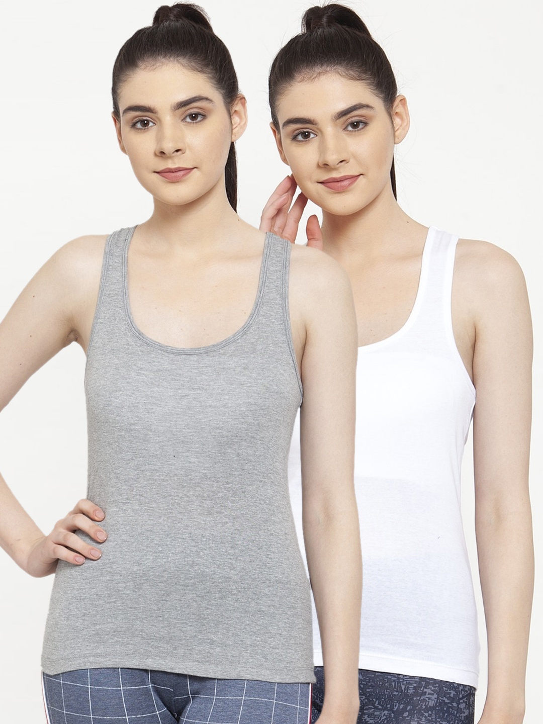 

Friskers Women White Solid Tank Top