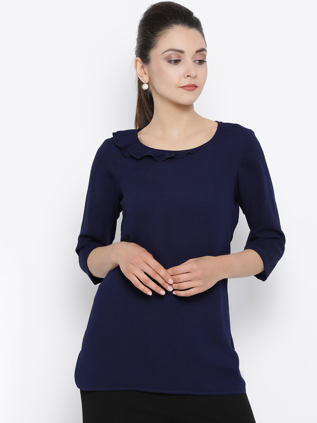 

OFFICE & YOU Women Blue Solid Top