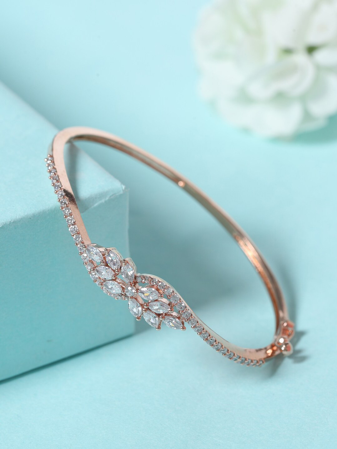 

Shoshaa Rose Gold-Plated Handcrafted Bangle-Style Bracelet