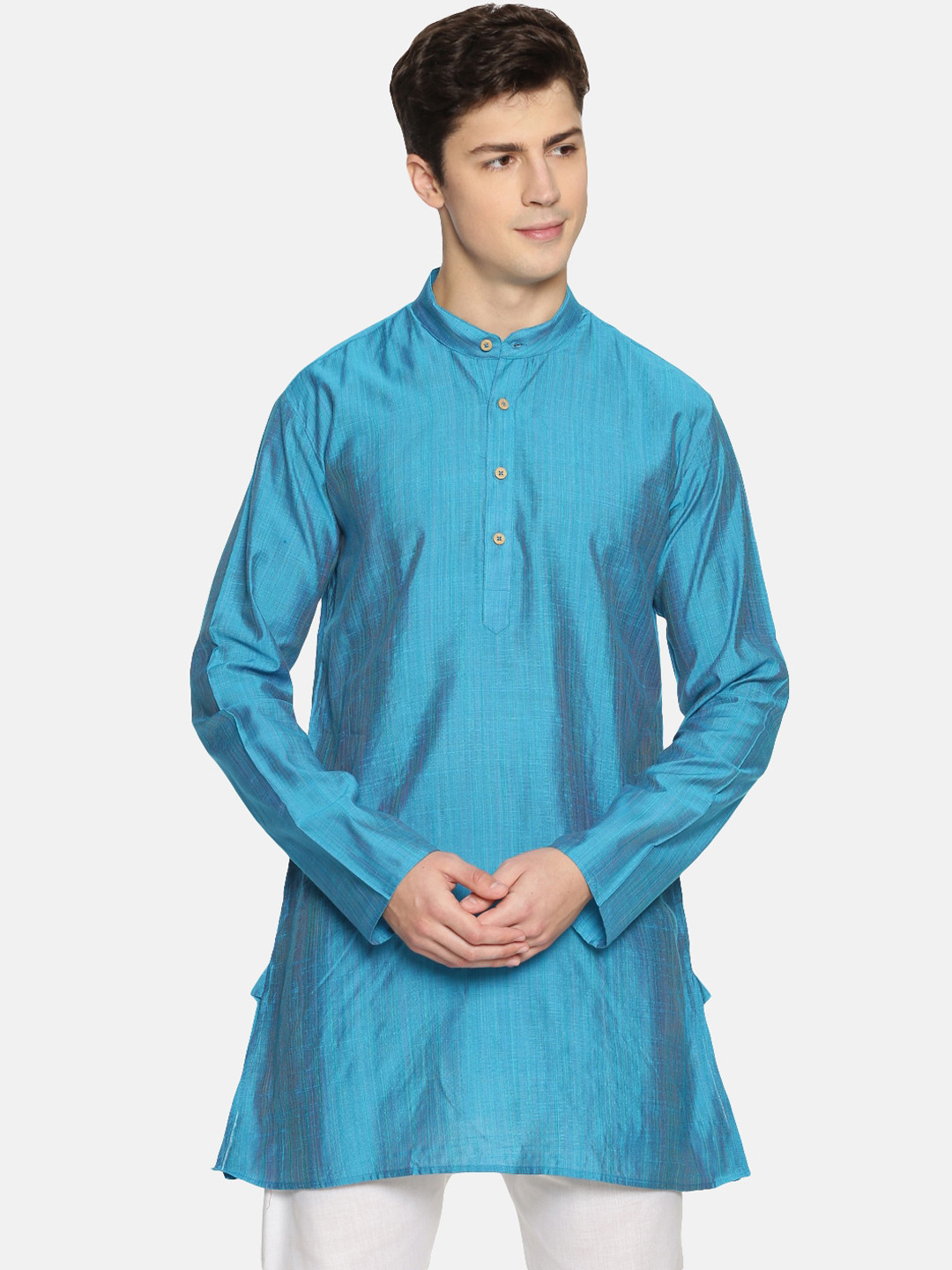 

TATTVA Men Blue Solid Straight Kurta