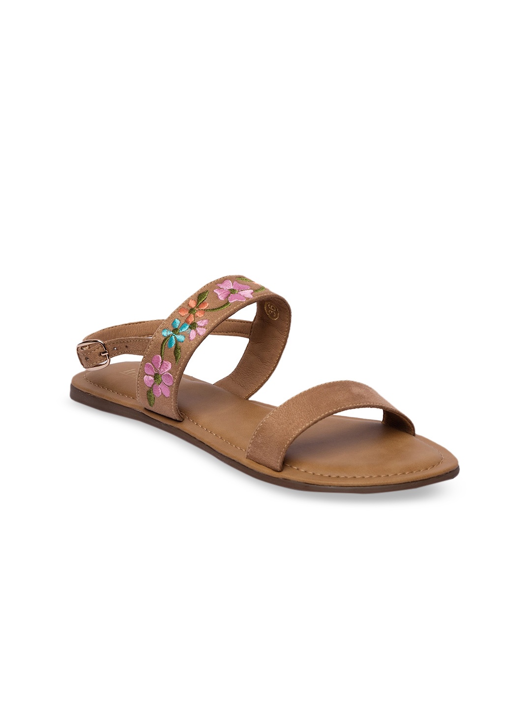 

Inc 5 Women Brown Woven Design Open Toe Flats