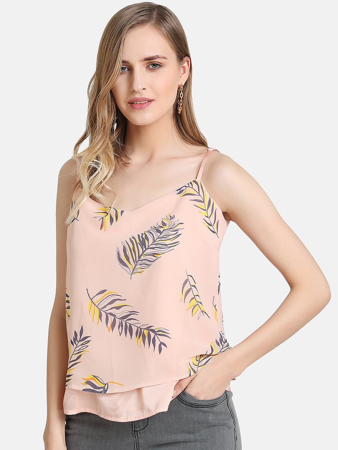 

Kazo Women Peach-Coloured Printed Top