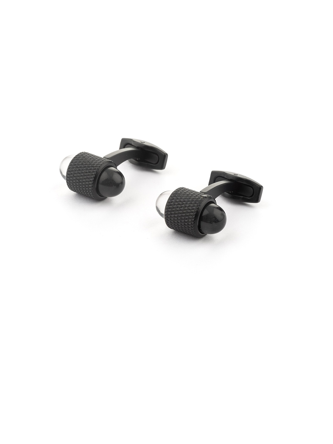 

The Tie Hub Rhodium-Plated Black Geometric Cufflinks
