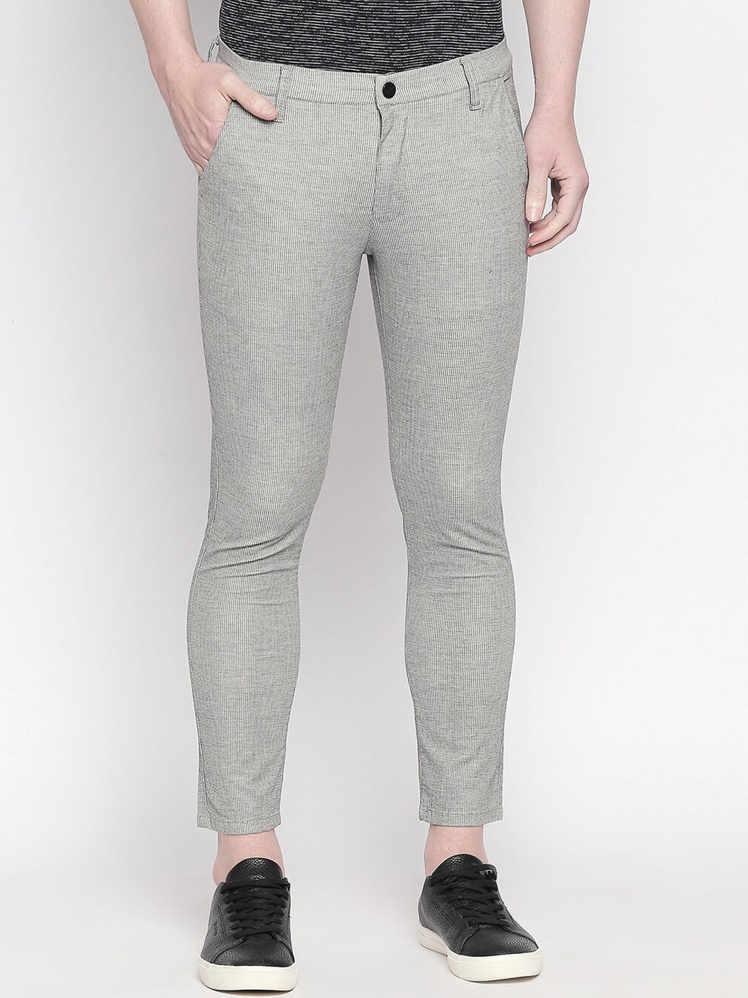 

Mufti Men Grey Slim Fit Solid Regular Trousers