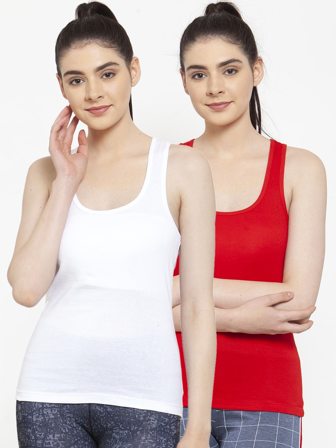 

Friskers Women Pack Of 2 Solid Knitted Tank Tops, White