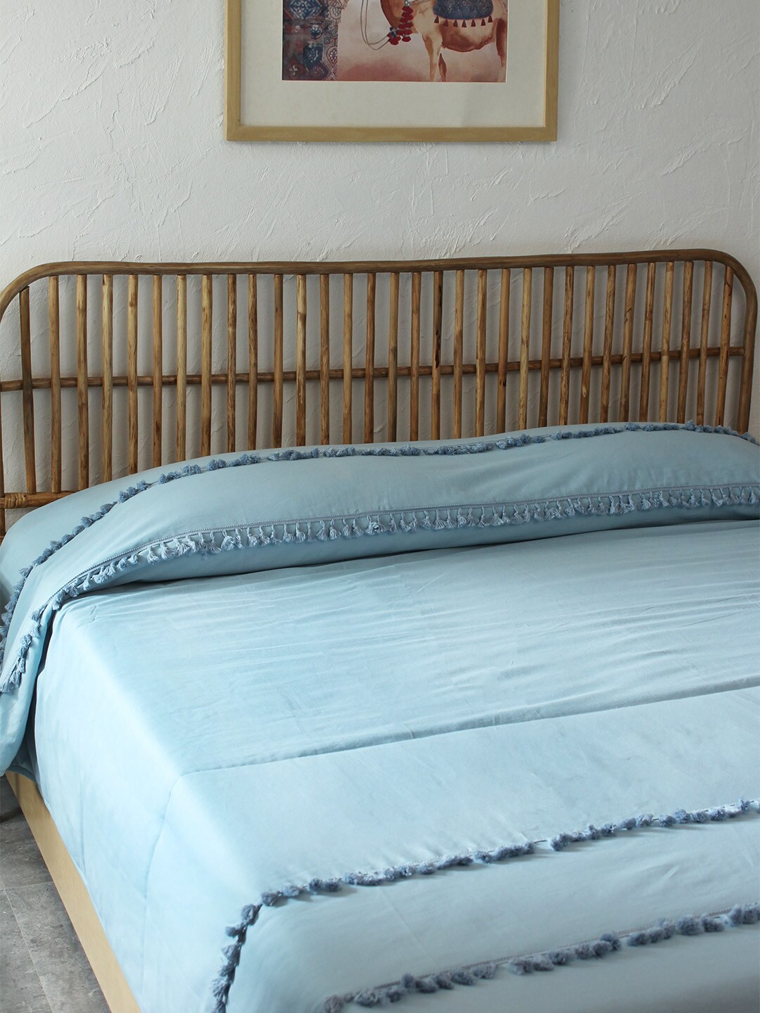 

House This Blue Solid 180-249 TC Cotton Bed Cover