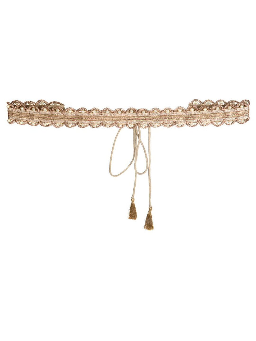 

INDYA Women Gold-Toned Pearl Scallop Lace Belt
