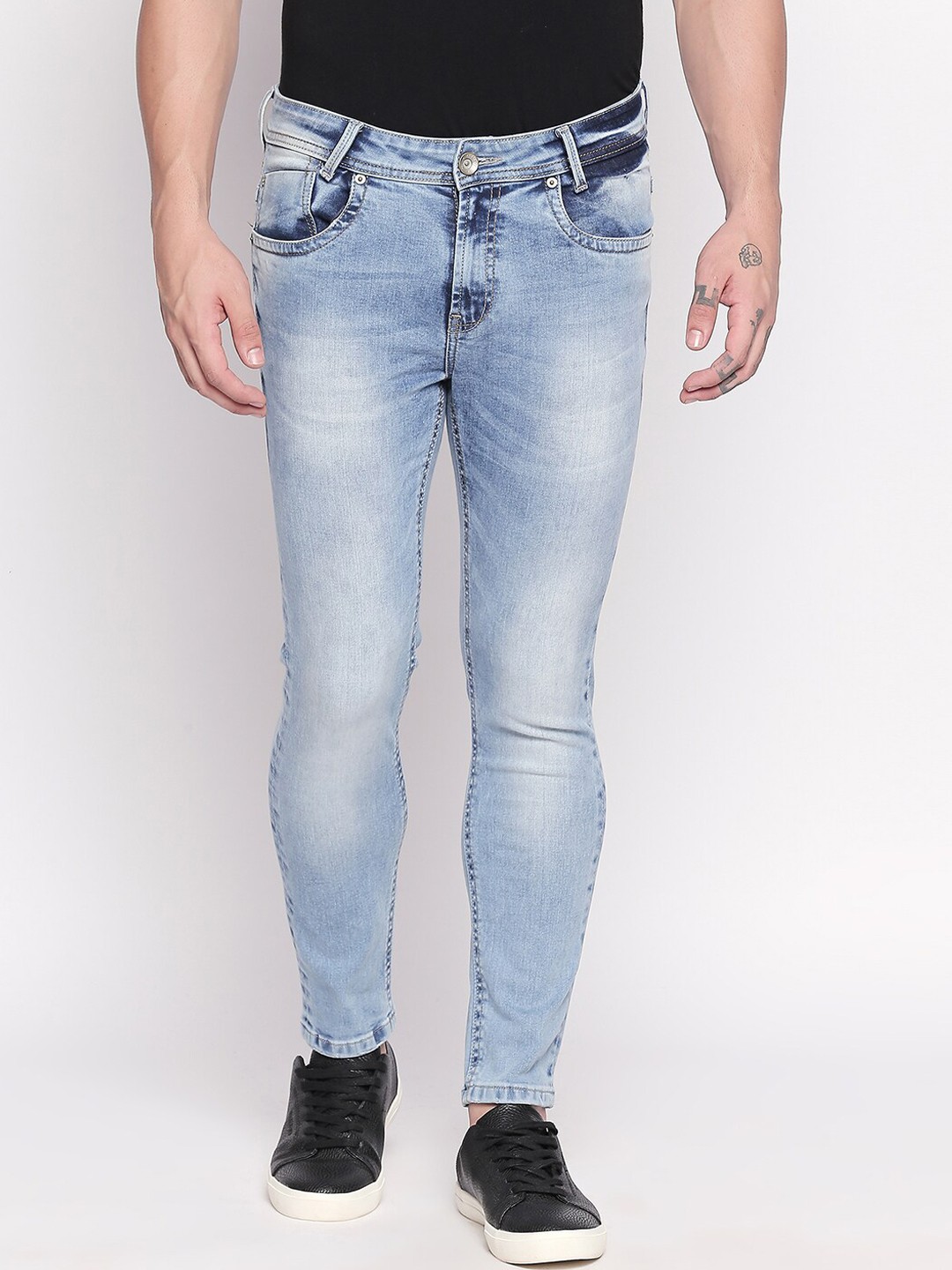 

Mufti Men Blue Slim Fit Mid-Rise Low Distress Stretchable Jeans