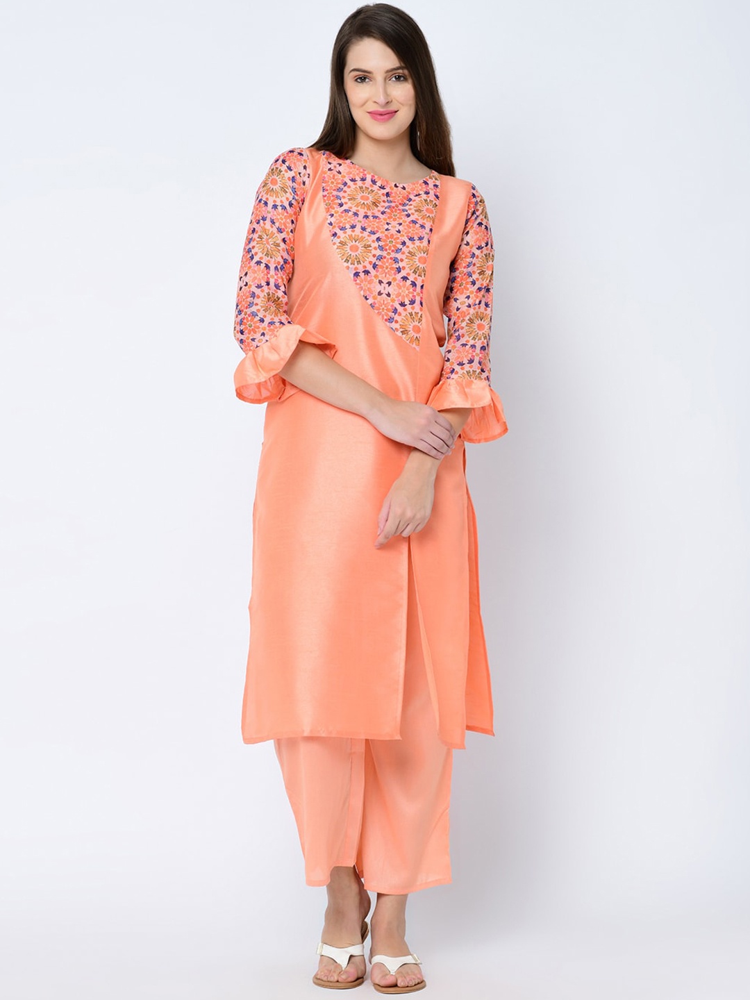 

ZIYAA Women Peach-Coloured Printed A-Line Kurta