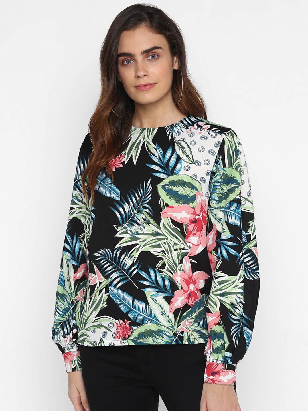 

HOUSE OF KKARMA Women Black Printed Top