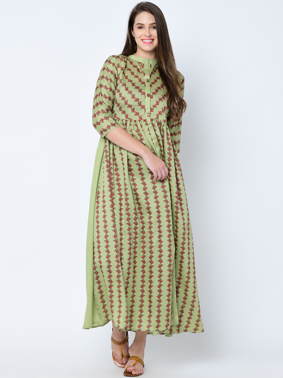 

ZIYAA Women Green Floral Printed A-Line Kurta