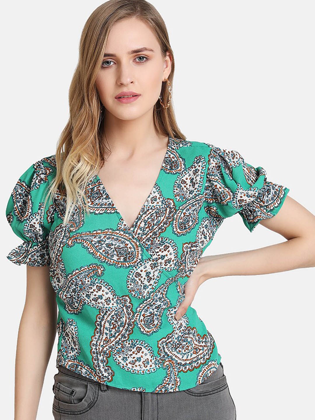 Kazo Women Green Printed Top