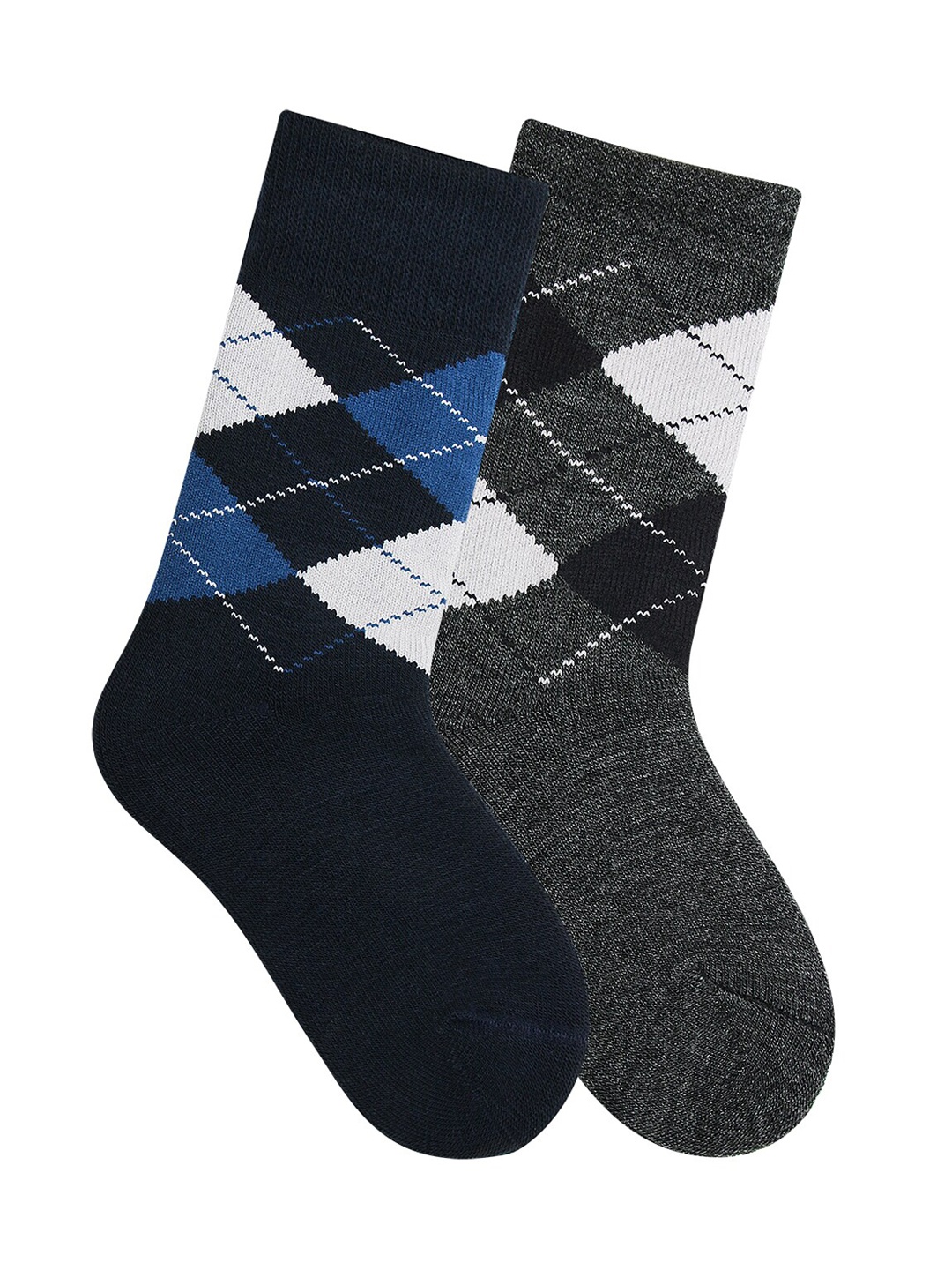 

Bonjour Kids Pack Of 2 Argyle Woolen Assorted Calf Length Socks