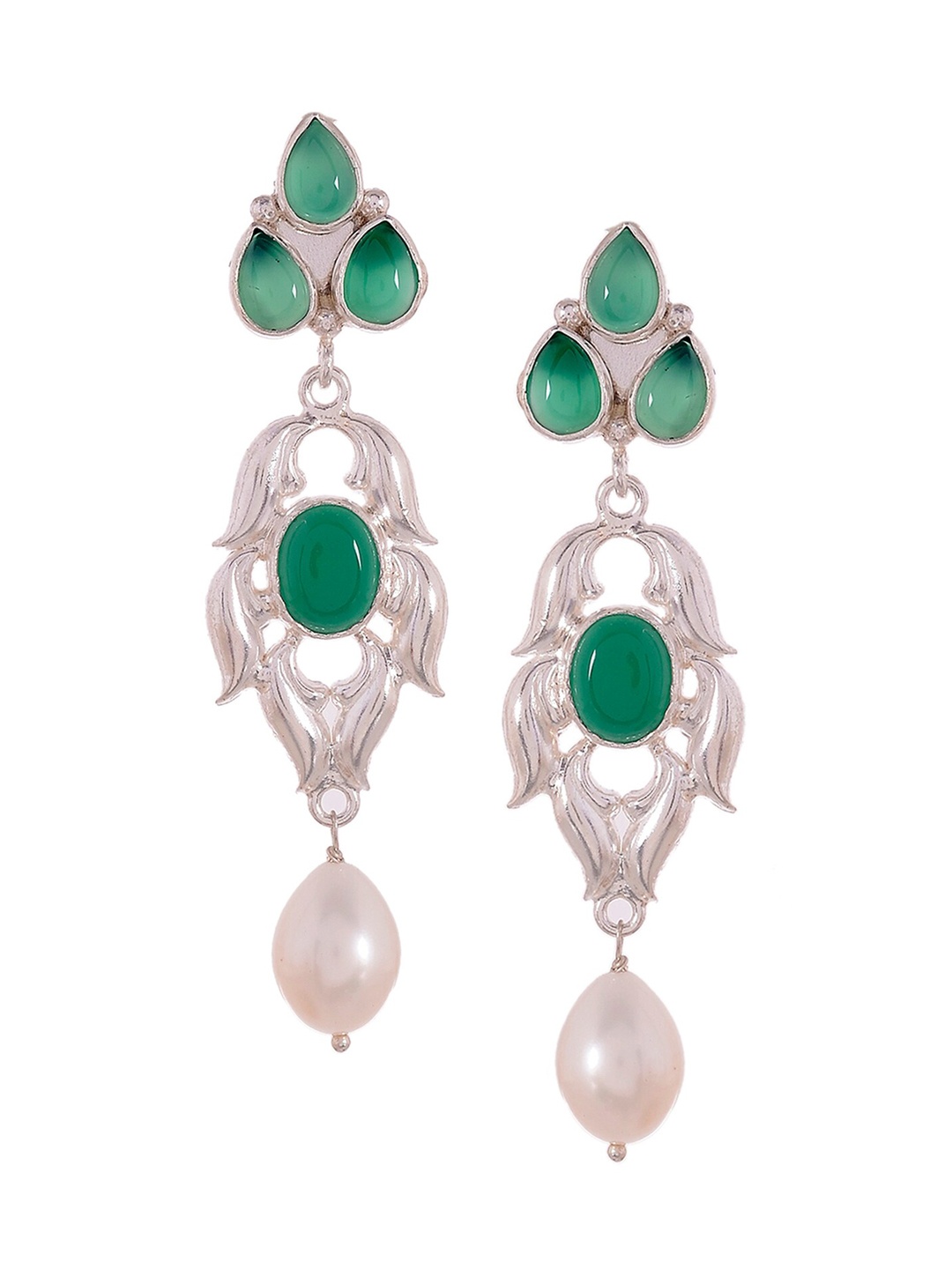 

Silvermerc Designs Silver & Green Classic Drop Earrings