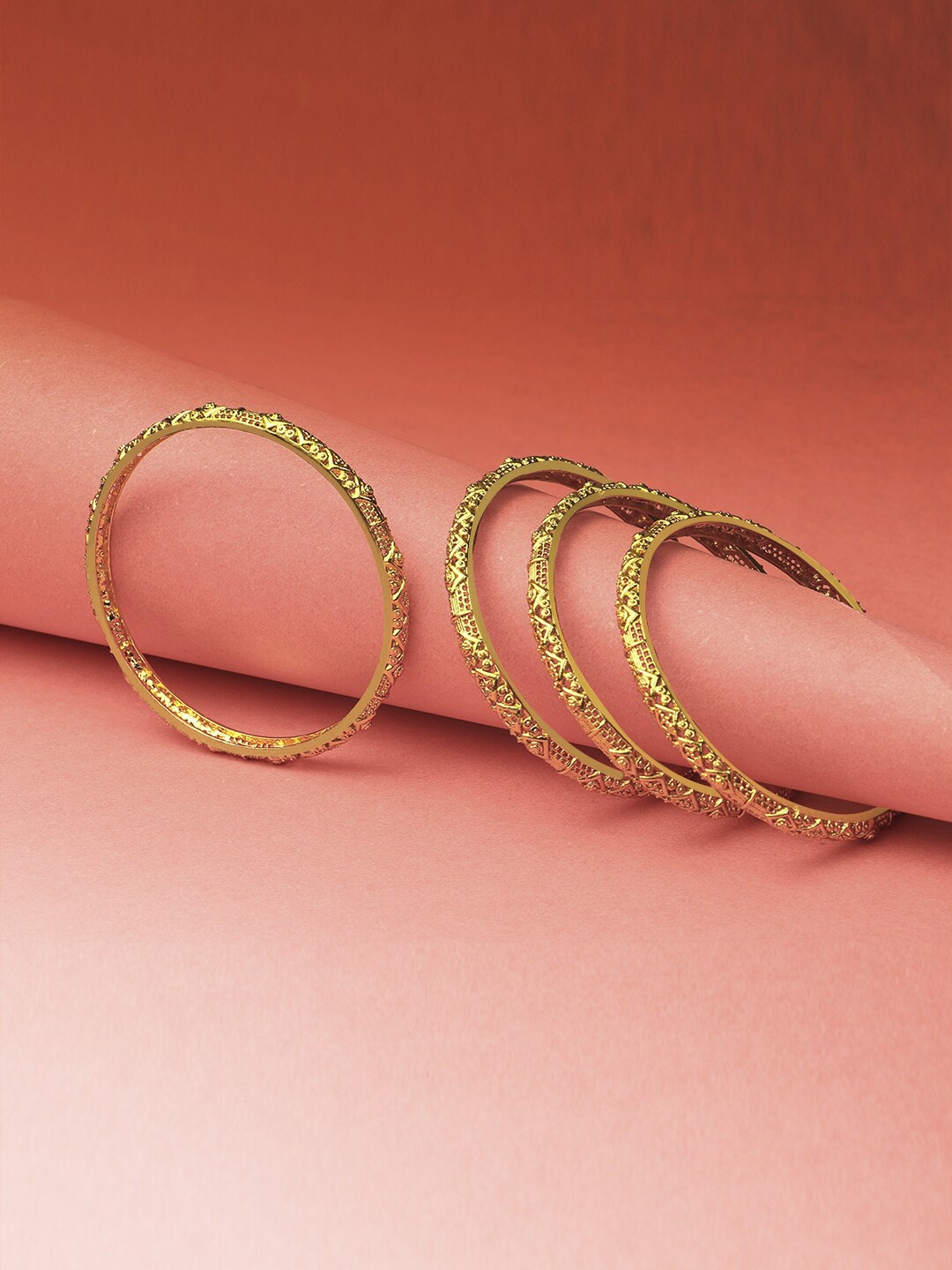 

Adwitiya Collection Set of Four 24 Carat Gold-Plated Handcrafted Bangles