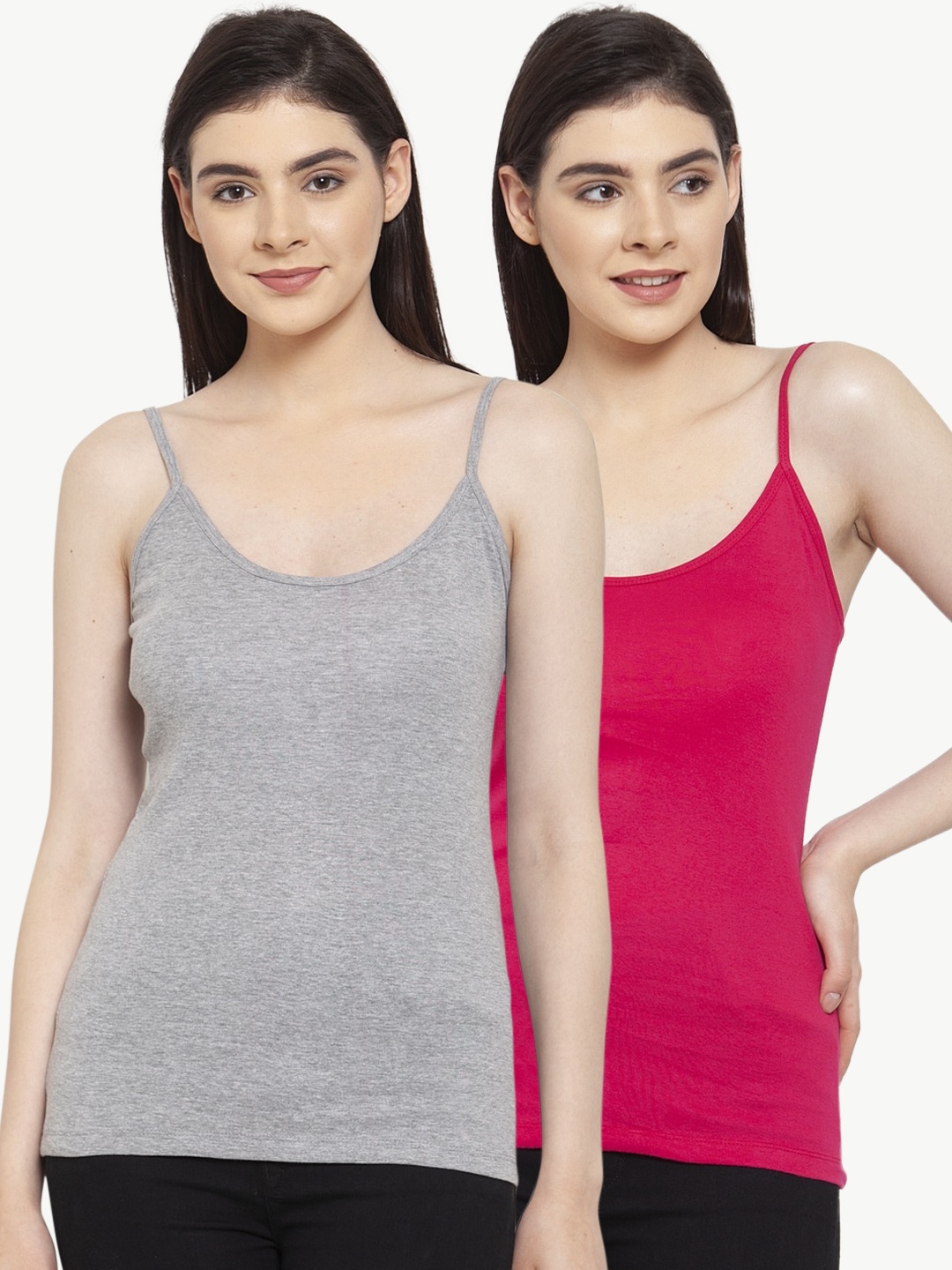 

Friskers Women Pack Of 2 Solid Camisoles H-04-07-S, Grey