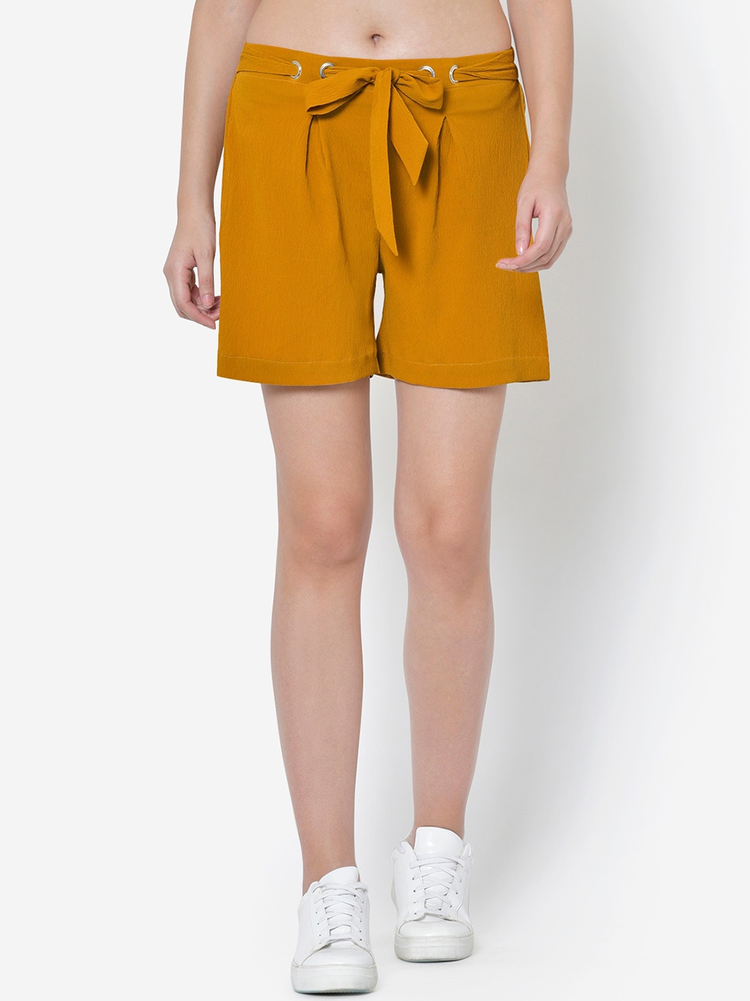 

Martini Women Mustard Solid Loose Fit Regular Shorts