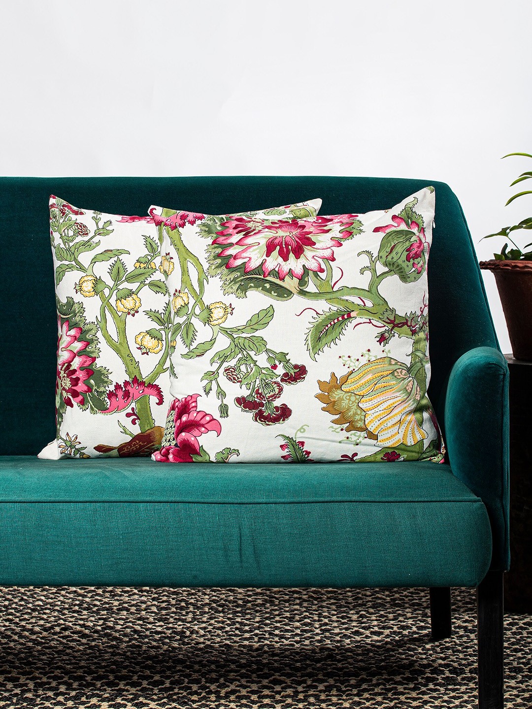 

Contrast Living Multicoloured Set of 2 Floral Square Cushion Covers, Multi
