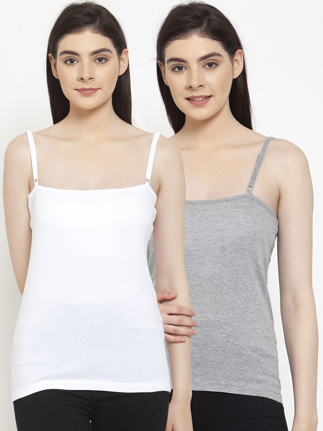 

Friskers Women Pack Of 2 Solid Camisoles E-02-04-S, White