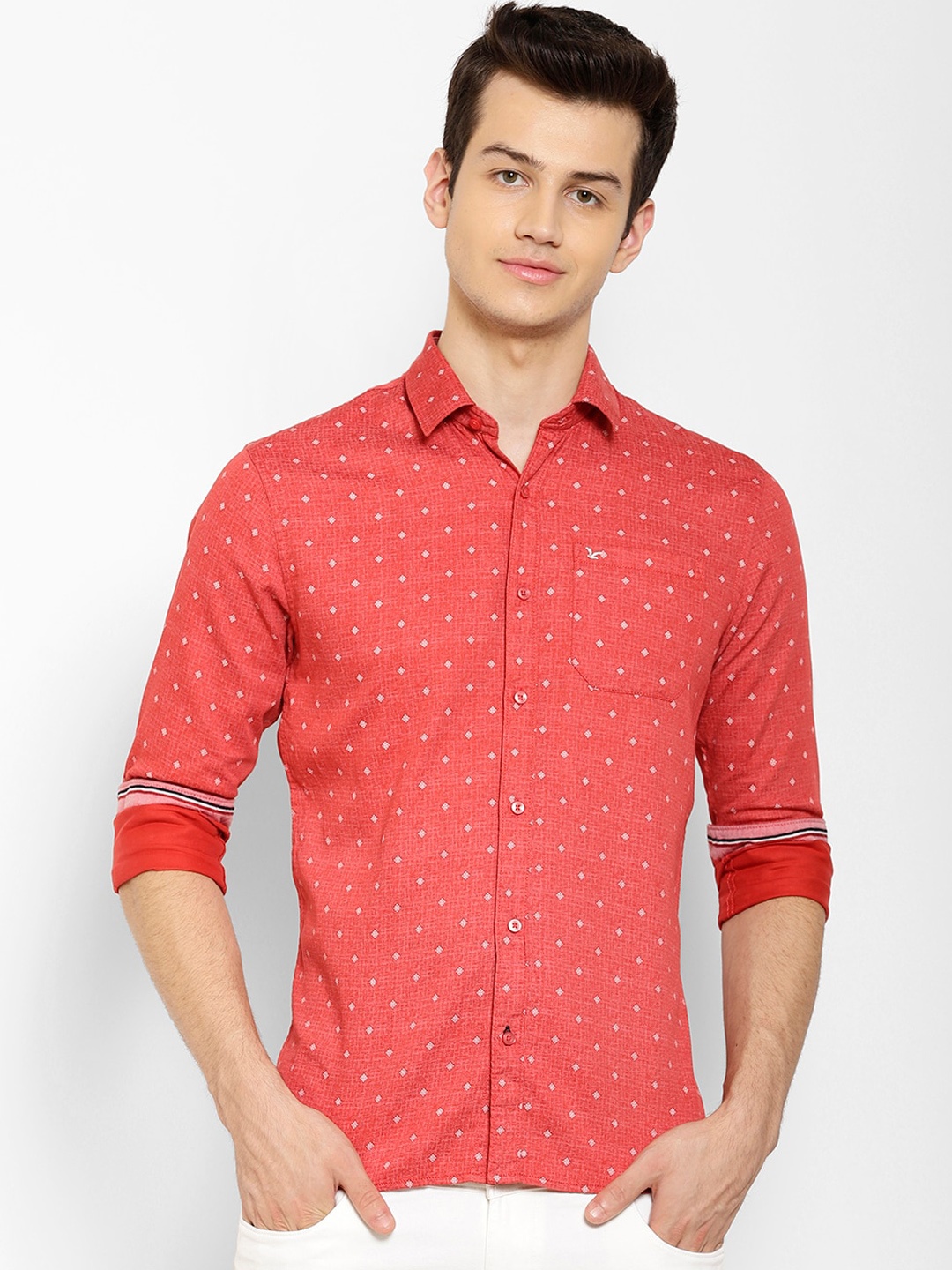

cape canary Men Red Regular Fit Printed Casual Shirt