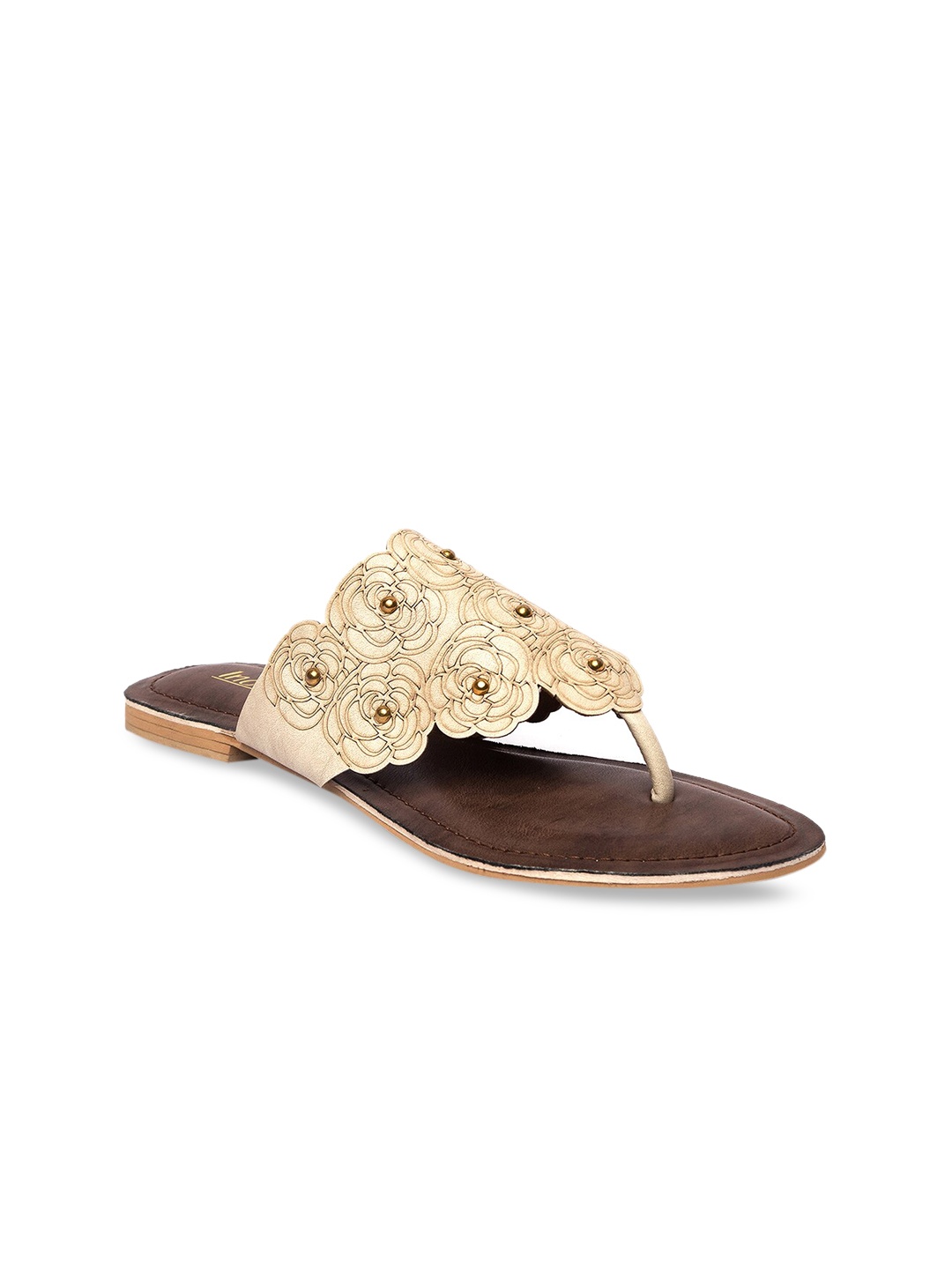 

Inc 5 Women Beige Embellished Open Toe Flats
