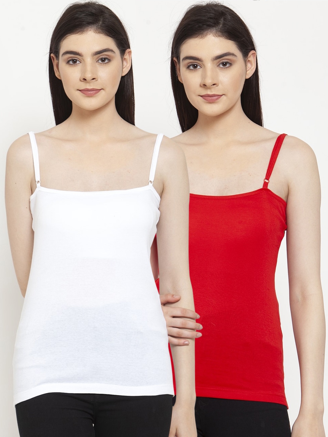 Friskers Women Pack Of 2 Solid Camisoles E-02-03-S, White