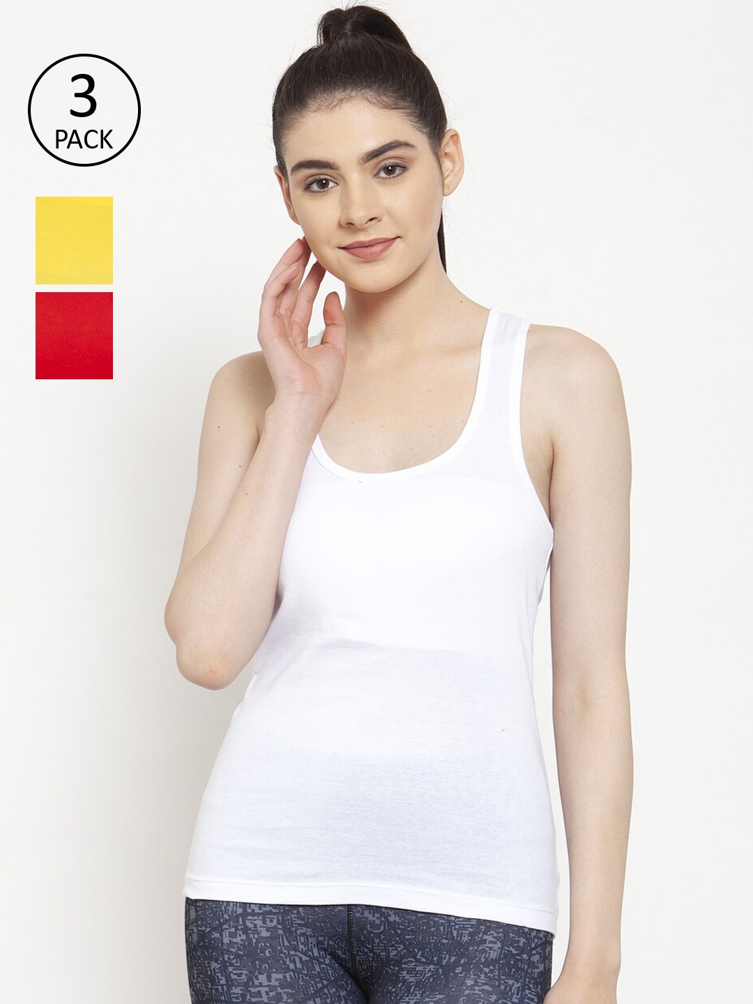 Friskers Women White Solid Tank Top